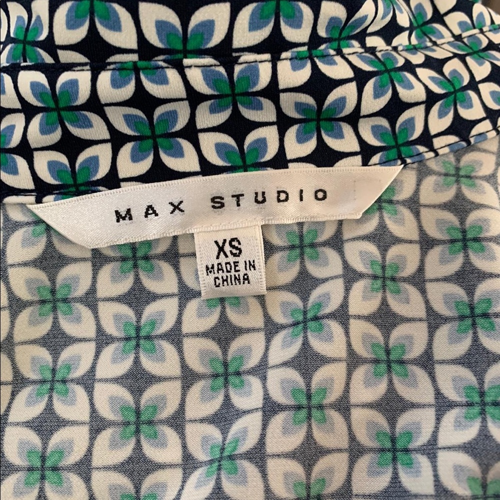 Max Studio Wrap Dress Womens XS Green White Blue - Picture 4 of 8